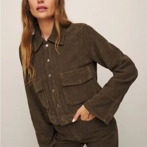 Reformation Michele Corduroy Flight Jacket - chocolate, XL